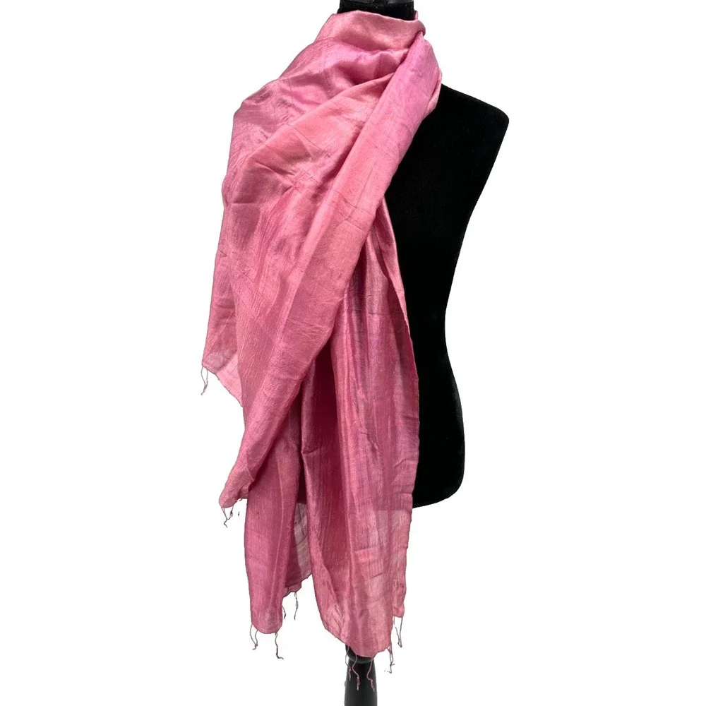 Bohemian Womens Fringe Trim Pashmina Scarf Wrap Shawl Stole‎ Purple 100% Silk